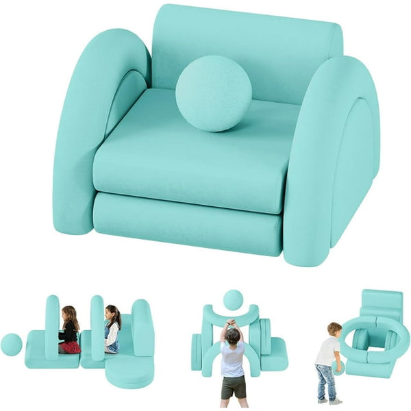Modular Kids Play Couch, 8PCS Kids Couch with Balls and Tunnel, Wanan Kids Couch for Playroom and Bedroom, Kids Modular Couch for Playing, Creativing, Modular Couch Kids