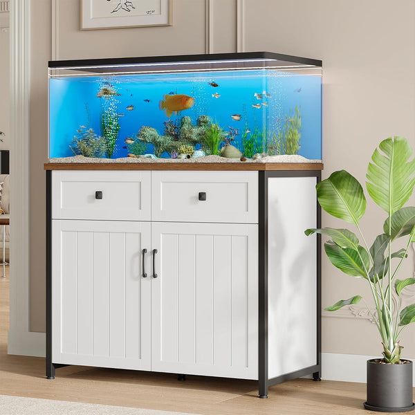 Pipleo 40-50 Gallon Aquarium Stand, Heavy Duty Metal Fish Tank Stand with Power Outlets & Storage Cabinet, Holds 660LBS, For Turtle Tank, Reptile Terrarium