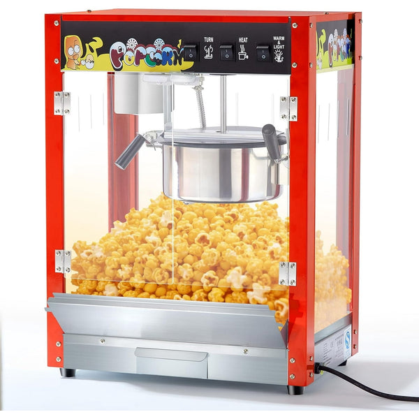 Popcorn Machine Commercial, Akaber Popcorn Maker Popper 10 Oz Kettle 1300W, 60 Cups/Batch Countertop Theater Popper with 3-Switch, Scoop, Cup, Red (23"H)