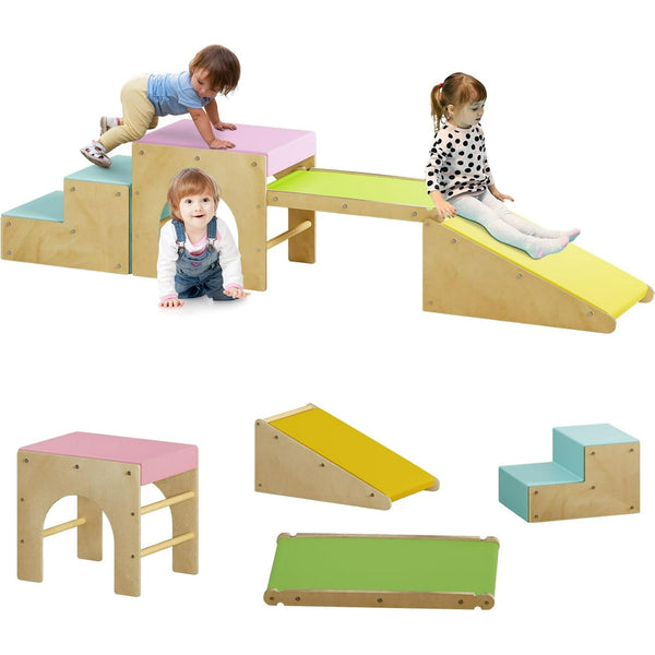 Wanan 4-in-1 Pikler Triangle Set with Soft Play Climbing for Toddlers