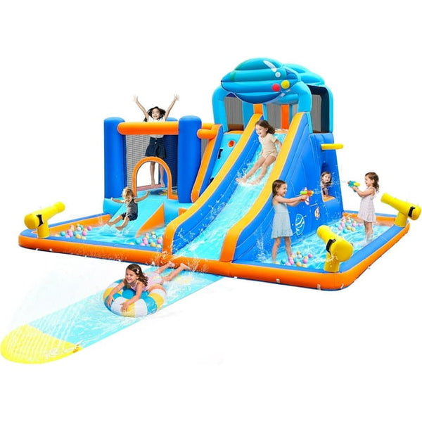 Wanan Inflatable Water Slide for Kids, 2 Min Blow Up 10 in 1 Giant Water Park for Backyard Outdoor with Large Slide, Pool, Tunnel, Bounce House, Basketball Hoop, Climbing Wall, Air Blower