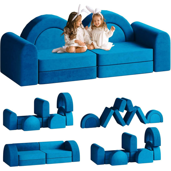 Wanan Kids Couch, Toddler Couch 10PCS Modular Play Sofa, Foam Couch for Toddlers & Kids, Indoor Playroom Bedroom Furniture