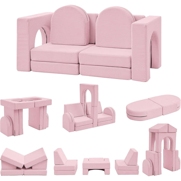 Wanan Kids Couches, Couch for Toddlers, Foam Sofa 10PCS Modular Soft Play Furniture for Boys & Girls, Indoor Kids Sofa for Nursery, Living Room, Playroom