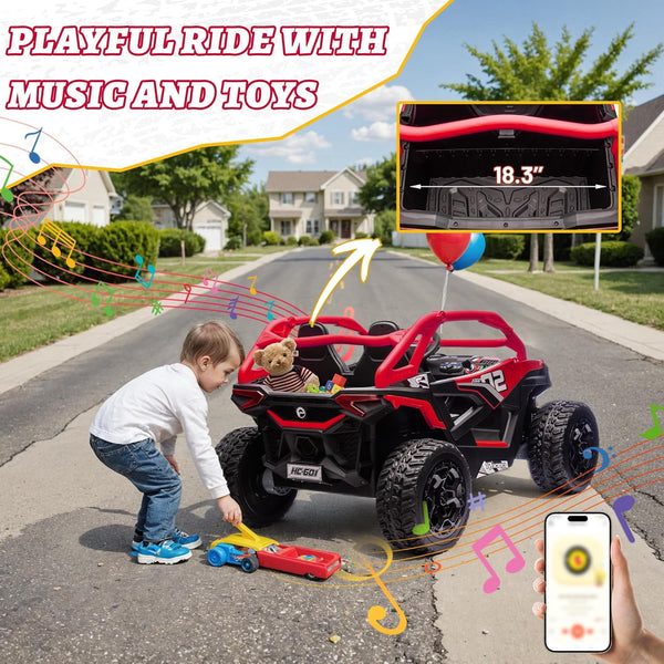 Akaber 24V 10AH 2 Seater Power of Wheels for Big Kids, 21" 4WD/AWD Largre Kids' Electric Vehicles with Remote Control for Girls and Boys, UTV Ride On Car for Kid, EVA Tires, 4 Spring Absorbers