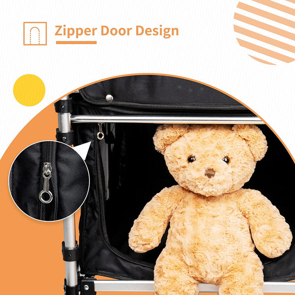 Stroller Wagon for 4 Kids, Wanan 4 Seater Stroller Wagon W/ Double Push Bar, 5-Point Harnesses, Adjustable Canopy, Storage, Insulated Bags, 4 Child Stroller Wagon for Beach, Garden, Shopping, Camping