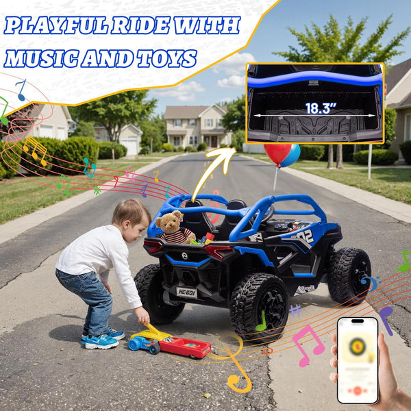 Wanan 24V 10AH 2 Seater Power of Wheels for Big Kids, 21" 4WD/AWD Largre Kids' Electric Vehicles with Remote Control for Girls and Boys, UTV Ride On Car for Kid, EVA Tires, 4 Spring Absorbers