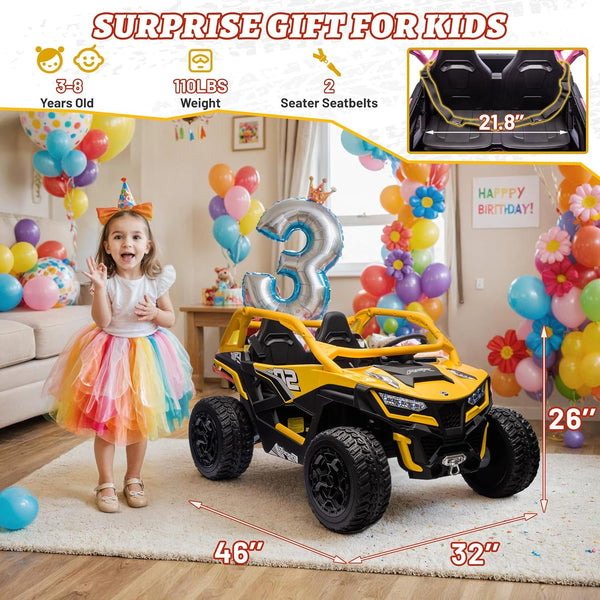Akaber 24V 10AH 2 Seater Power of Wheels for Big Kids, 21" 4WD/AWD Largre Kids' Electric Vehicles with Remote Control for Girls and Boys, UTV Ride On Car for Kid, EVA Tires, 4 Spring Absorbers