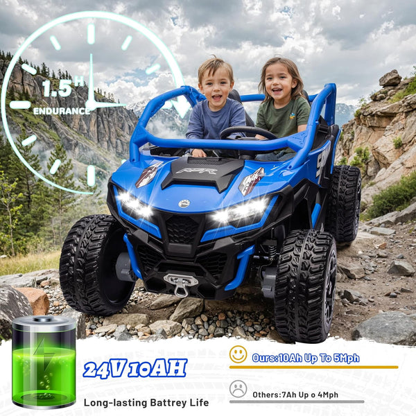 Wanan 24V 10AH 2 Seater Power of Wheels for Big Kids, 21" 4WD/AWD Largre Kids' Electric Vehicles with Remote Control for Girls and Boys, UTV Ride On Car for Kid, EVA Tires, 4 Spring Absorbers