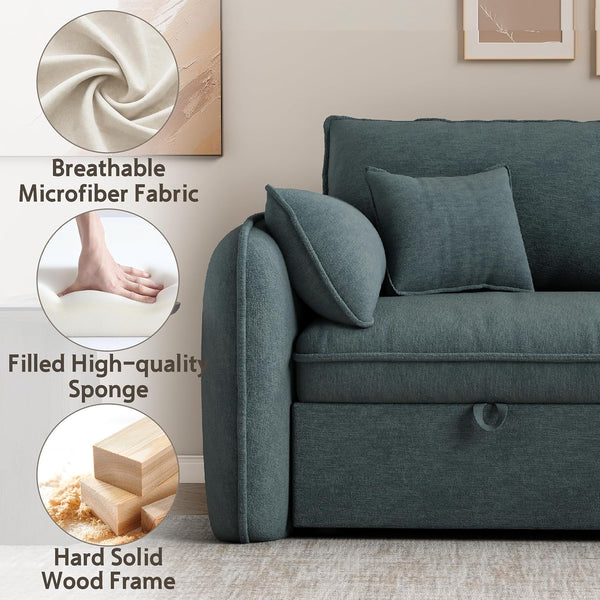 Akaber Modular Sectional Sofa, 107 Inch Couch with Movable Storage Ottoman, 25 Inch Deep Seat, Cloud Couches for Living Room, Grayish Green