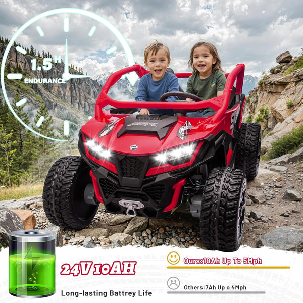 Akaber 24V 10AH 2 Seater Power of Wheels for Big Kids, 21" 4WD/AWD Largre Kids' Electric Vehicles with Remote Control for Girls and Boys, UTV Ride On Car for Kid, EVA Tires, 4 Spring Absorbers