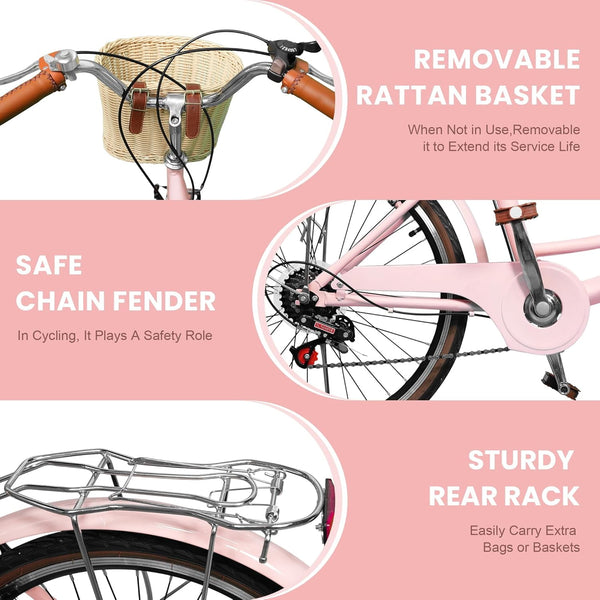 Linor 24 Inch Beach Cruiser Bike for Women