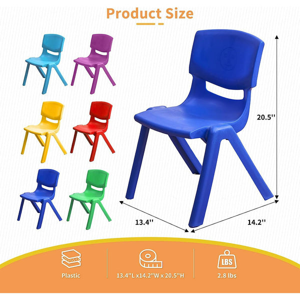 Linor Modern Kids Plastic Outdoor Chairs, Reading and Relaxing, Set of 6