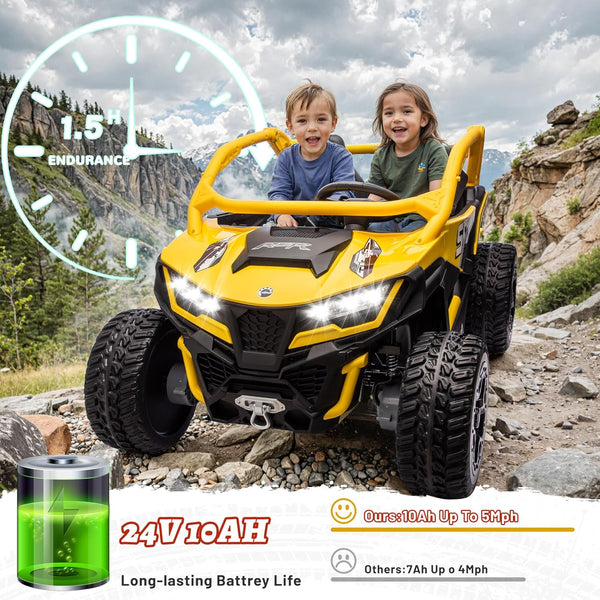 Akaber 24V 10AH 2 Seater Power of Wheels for Big Kids, 21" 4WD/AWD Largre Kids' Electric Vehicles with Remote Control for Girls and Boys, UTV Ride On Car for Kid, EVA Tires, 4 Spring Absorbers