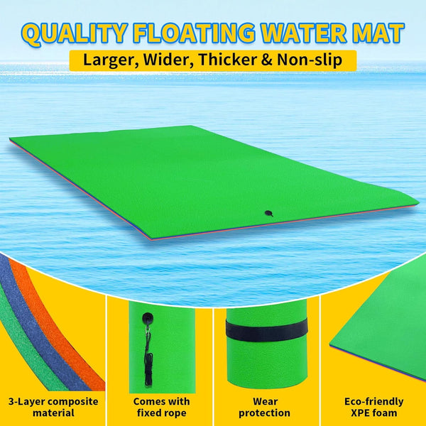 Linor 18 X 6Ft Lily Pad Floating Mat, 3-Layer Tear-Resistant Xpe Foam Floating Island for 7-9 Adults