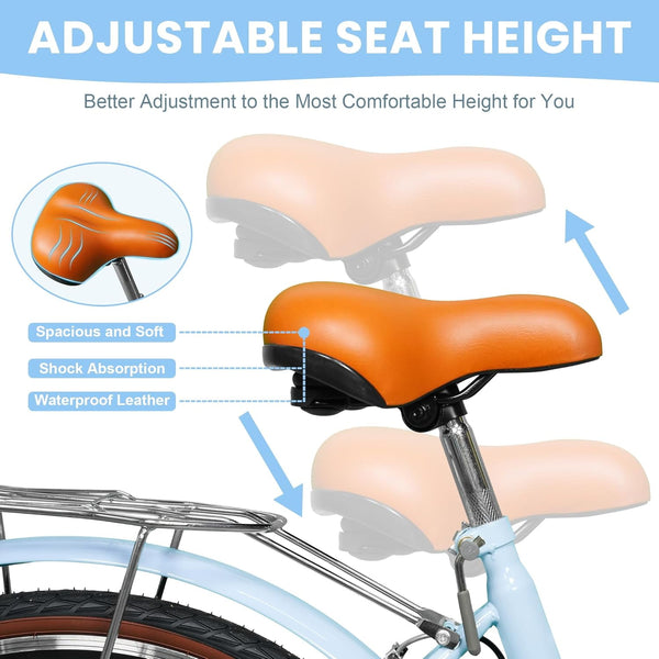 Linor 24 Inch Cruiser Bike for Women, Lightweight Step-Through Bicycle