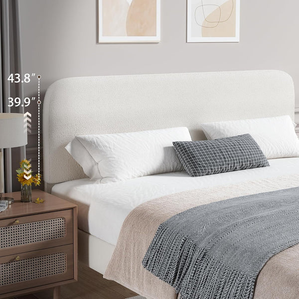 Wanan Full Bed Frame, Upholstered Bed Frame with Rounded Corners, Soft Cloud Bed Frames in Modern Style, Noise-Free Structure, Easy Assembly, Cream