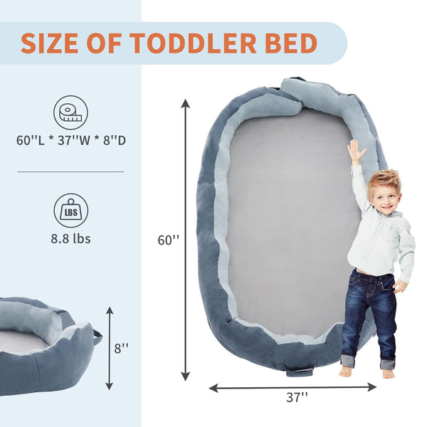 Foldable Toddler Bed, Wanan Detachable Toddler Floor Bed with Zipper, Lightweight and Portable Toddler Travel Bed for Napping, Camping