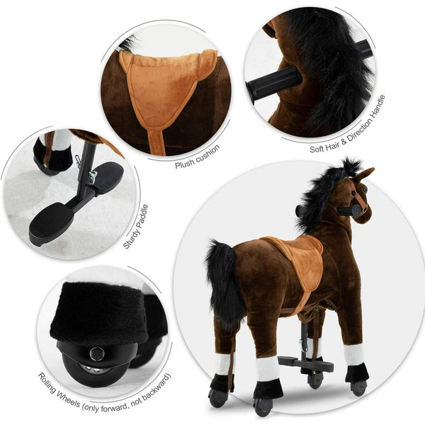Wanan Ride on Horse for Big Kids, Horse Ride on Toy for 4 to 9 Years Old, (35.43'' Height) Riding Horse Rider Mechanical Walking Action, No Battery or Electricity, Max Load 165LBS