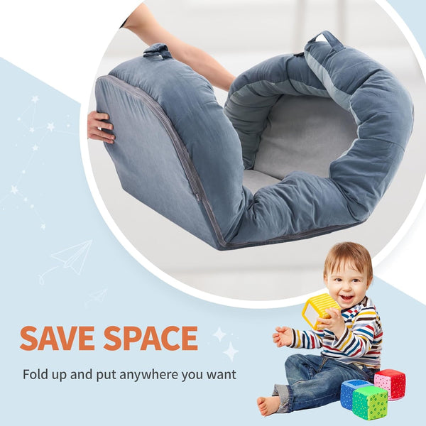 Foldable Toddler Bed, Wanan Detachable Toddler Floor Bed with Zipper, Lightweight and Portable Toddler Travel Bed for Napping, Camping