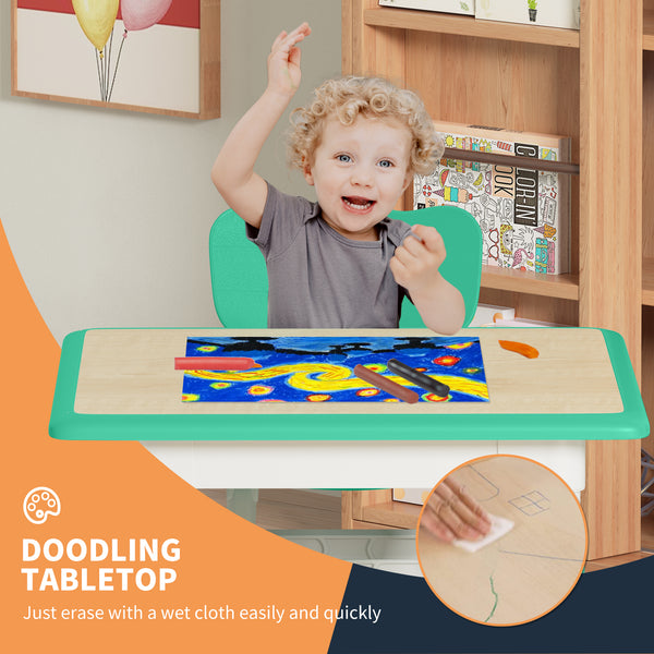 Height-Adjustable Versatile Kids Craft Square Table and 4 Chairs Set for Ages 2-10