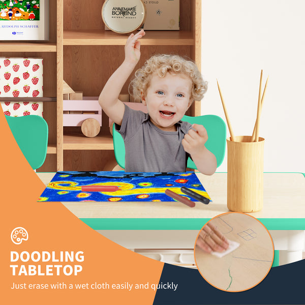 Height-Adjustable Kids Arts & Crafts Rectangular Table and 4 Chairs Set for Home, Playroom
