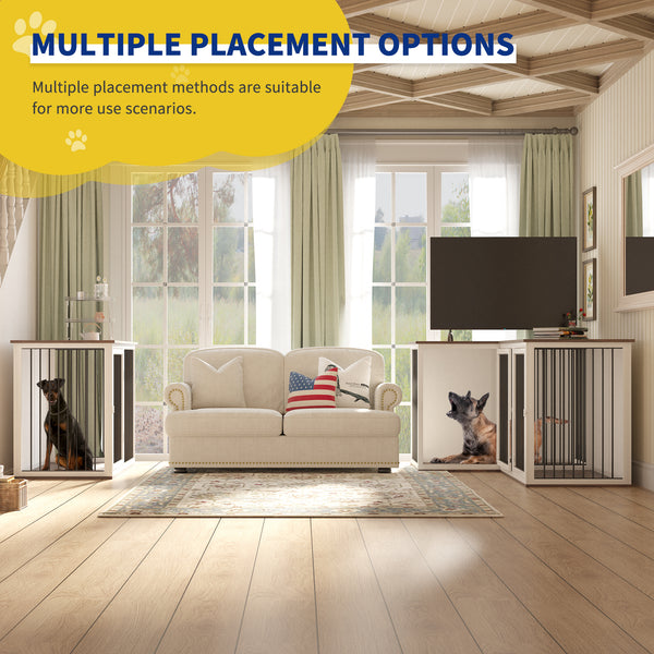 Linor All Steel Frame Large Dog Crate Furniture with Dividers and Double Doors for 2 Dogs
