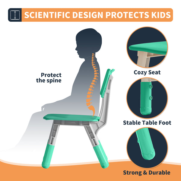 Height-Adjustable Kids Arts & Crafts Rectangular Table and 4 Chairs Set for Home, Playroom