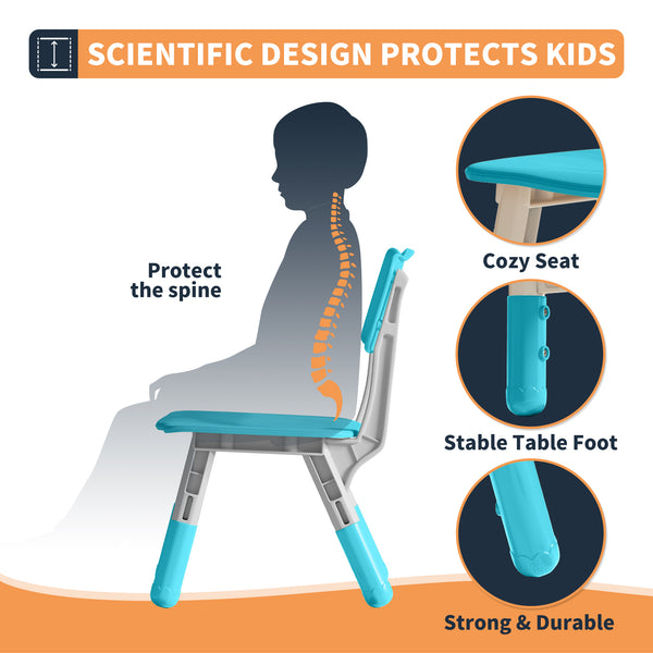 Height-Adjustable Kids Arts & Crafts Rectangular Table and 4 Chairs Set for Home, Playroom