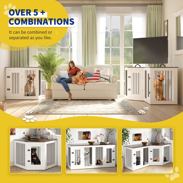 Large Corner Dog Crate Furniture for 3 Dogs for Home