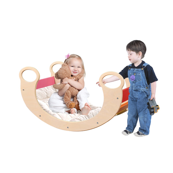 Wooden Toddler Climber Arch, Pikler Triangle, Waldorf Rocker Toys for Toddlers 1-3 (Rainbow)