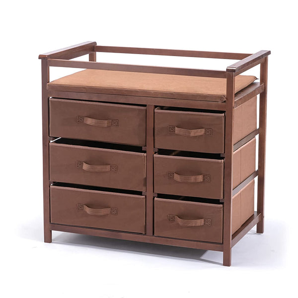Baby Changing Table with 6 Storage Baskets, Diaper Changing Station (Brown)