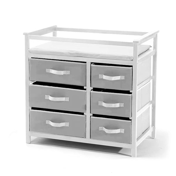 Baby Changing Table with 6 Storage Baskets and Changing Table Top,Diaper Changing Station (White)