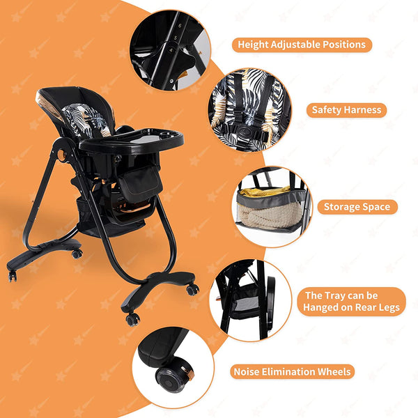 6 in 1 High Chairs for Babies and Toddlers,  Baby High Chair, Portable Baby Booster Seat with Wheels